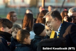 Hungarian Prime Minister Viktor Orban at the opening of a soccer academy in Dunajska Streda, Slovakia, in November 2018.