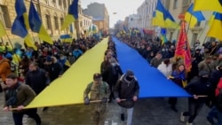 Thousands March In Kharkiv Against Threat Of Russian Invasion