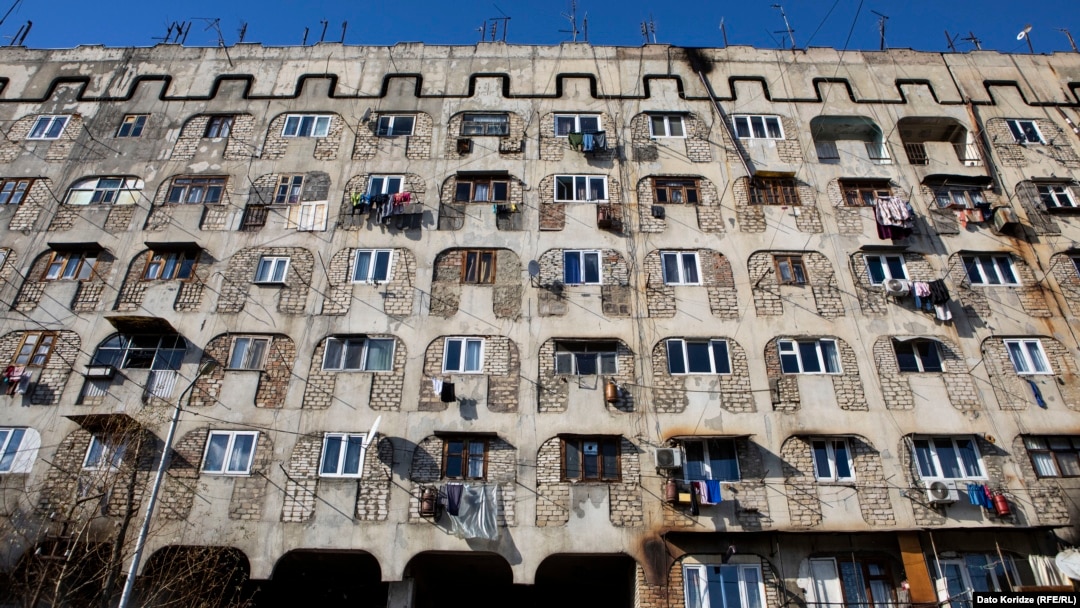 The sprawling Kartli sanatorium in Tbilisi is a dilapidated facility that houses dozens of families of people who were displaced during Georgia's separatist conflicts that followed the collapse of the U.S.S.R. 
