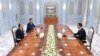 Өзбекстандын президенти Шавкат Мирзиёевдин Сердар Бердымухамедовду кабыл алуу учуру. 17-январь, 2022-жыл.