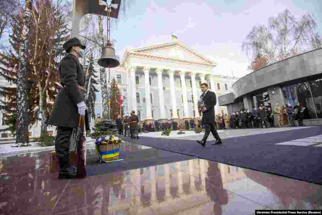 On January 20,&nbsp;Ukrainian President Volodymyr Zelenskiy attended a separate ceremony to fallen defenders of Ukraine, including the soldiers killed during the fighting for the Donetsk airport, at a memorial near the headquarters of the Defense Ministry in Kyiv.&nbsp;