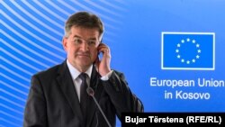 Miroslav Lajčak, izaslanik EU za dijalog Kosova i Srbije, tokom konferencije za novinare 1. juna 2021. u sedištu EU u Briselu. 