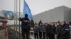 Рафаель Ґроссі бере участь у церемонії підняття прапора МАГАТЕ під час відвідування Чорнобильської атомної електростанції, 18 січня 2023 року