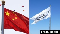 بیرق طالبان و بیرق چین 