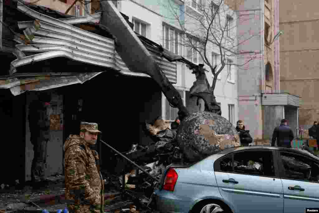 National Police Chief Ihor Klymenko said Interior Minister Denys Monastyrskiy, his deputy Yevhen Yenin, and State Secretary Yuriy Lubkovych were among those killed on January 18.