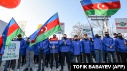 Nagorno-Karabakh - Azerbaijani protesters block Nagorno-Karabakh's only land link with Armenia, December 26, 2022.