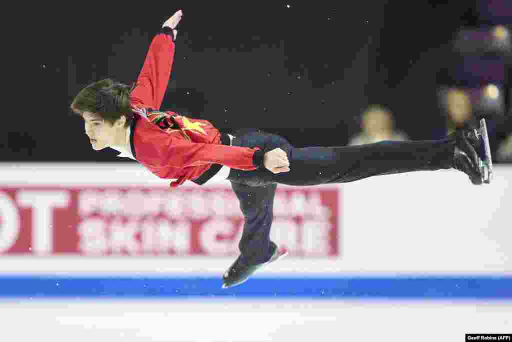 Kazakhstan&#39;s Dias Jirenbayev skates his short program in the mens competition during the ISU Four Continents Figure Skating Championships 2023 at the Broadmoor World Arena in Colorado Springs, Colorado.