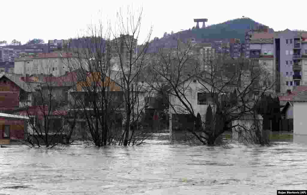 Poplavljeni deo Severne Mitrovice, Kosovo, 19. januar