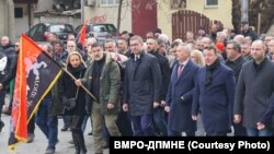 Лидерот на ВМРО-ДПМНЕ, Христијан Мицкоски, во партиската поворка на чествувањето на Гоце Делчев, Скопје, 4.02.2023