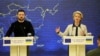 Ukrainian President Volodymyr Zelenskiy (left) and European Commission President Ursula von der Leyen (file photo)