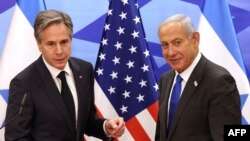 Американскиот државен секретар Ентони Блинкен и израелскиот премиер Бенјамин Нетанјаху. 