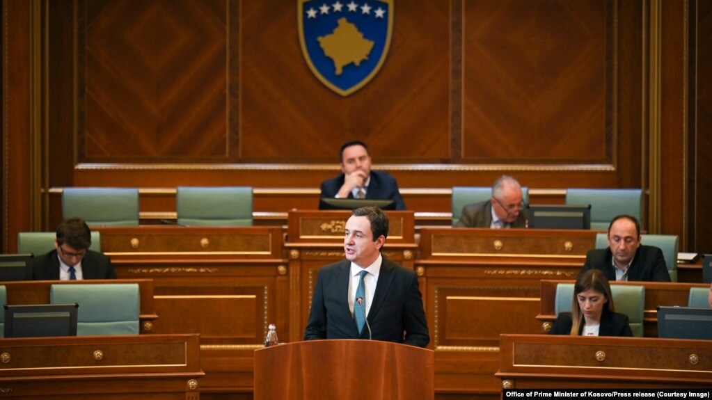 Premijer Kosova Aljbin Kurti u Skupštini Kosova 2. februara 2023.