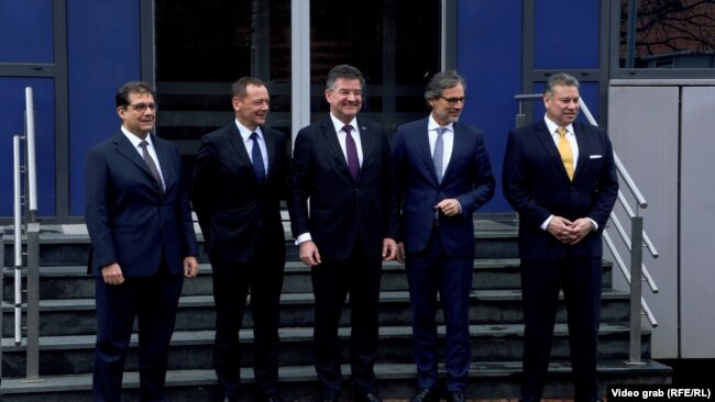 Emisarët ndërkombëtarë gjatë qëndrimit në Prishtinë, 20 janar 2023.