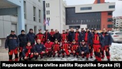 Pripadnici Republičke uprave civilne zaštite Republike Srpske uoči odlaska u Tursku, Banjaluka 7. februar 2023. 