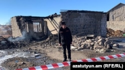 Armenia - Ruins of a military barracks where 15 soldiers died in a fire, January 19, 2023.