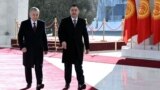 Uzbek President Shavkat Mirziyoev (left) meets in Bishkek in January 2023 with Sadyr Japarov, his third Kyrgyz president. 