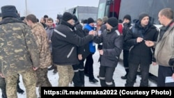 Ukraine's Andriy Yermak posted images of the prisoner exchange on February 4.