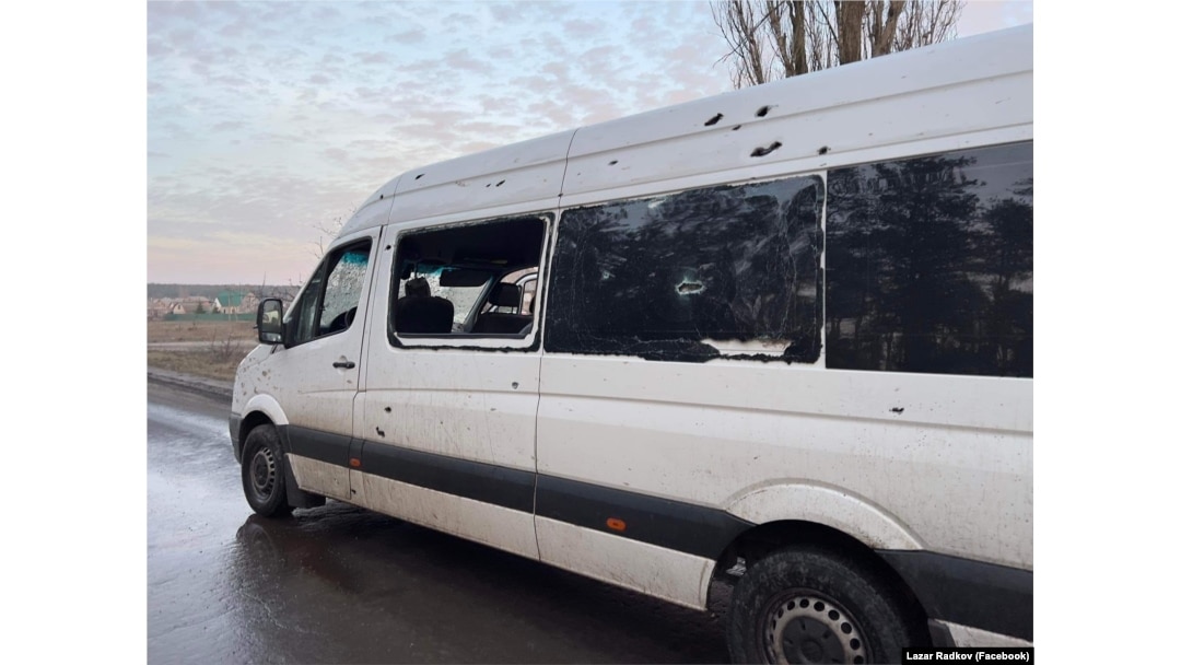 Radkov's bus was riddled with shrapnel.