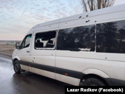 Radkov's bus was riddled with shrapnel.