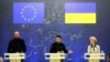 Ukrajinski predsjednik Volodimir Zelenski, predsjednik Evropskog vijeća Charles Michel i predsjednica Evropske komisije Ursula von der Leyen nakon samita EU-Ukrajina 3. februara u Kijevu, na kojoj su nastojanja zemlje da se uhvati u koštac s korupcijom visoko na dnevnom redu.