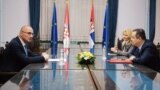 Serbia -- Serbian foreign minister Ivica Dačić and his Croatian counterpart Gordan Grlić Radman, in Subotica, January 28, 2023.