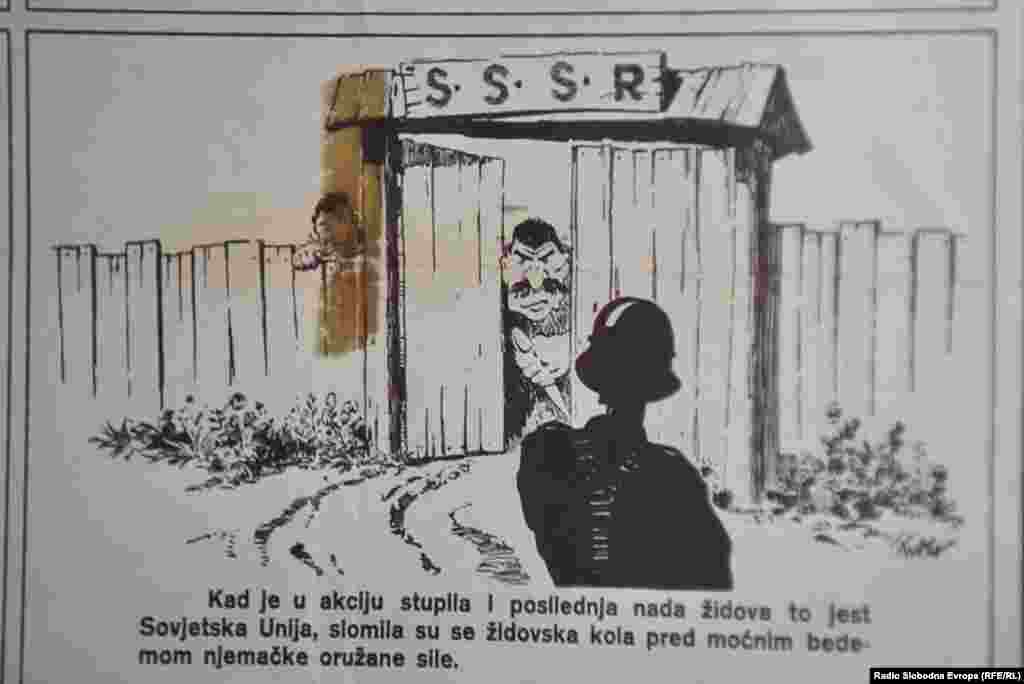 Na fotografiji jedan od primjera propagandnih plakata protiv Jevreja.&nbsp; Prije 78 godina, sovjetske jedinice Crvene armije su 27. januara 1945. oslobodile Auschwitz, najveći koncentracijski logor u Drugom svjetskom ratu, koji su nacisti otvorili na jugu okupirane Poljske. Ovaj datum obilježava se kao Međunarodni dan sjećanja na holokaust.&nbsp;