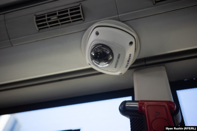 a Hikvision camera in use on Sofia's public transport system