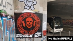 Graffiti in the vicinity of Brankov Most in the centre in Belgrade dedicated to paramilitary Russian Wagner Group