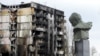 UKRAINE – Monument to Taras Shevchenko, damaged by shelling of Russian military during a large-scale Russian invasion of Ukraine, Borodyanka, April 6, 2022