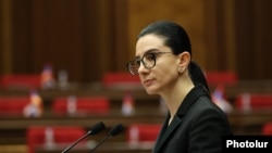 Armenia - Prosecutor-General Anna Vardapetian speaks in the Armenian parliament, February 7, 2023. 