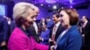 European Commission President Ursula von der Leyen (left) speaks wth MOldovan President Maia Sandu and the World Economic Forum in Davos, Switzerland. (file photo)