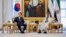 U.A.E. President Sheikh Muhammad bin Zayed al-Nahyan (right) meets with South Korean President Yoon Suk-yeol during a state visit at the royal palace in Abu Dhabi on January 15.