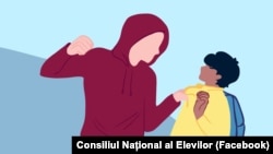 Un afiș realizat de Consiliul Național al Elevilor pentru o campanie antibullying.