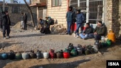 Iranians waiting to fill their LPG containers in Razavi Khorasan Province in January.