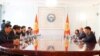 RFE/RL President and CEO Jamie Fly (second from right) meets with Kyrgyz officials in Bishkek.