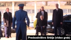 Чешкиот претседател во заминување Милош Земан и неговиот српски колега Александар Вучиќ. 