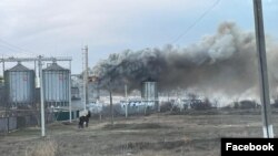 Incendiu la un rezervor cu șrot de floarea soarelui din Portul Internațional Liber Giurgiulești, 20 ianuarie 2023. 