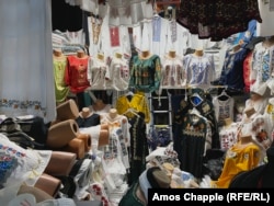 Ia-style blouses for sale in the Red Dragon shopping center in Bucharest.