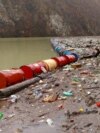 Bosnia and Herzegovina, Visegrad, tons of waste on river Drina 