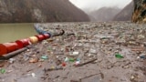 Bosnia and Herzegovina, Visegrad, tons of waste on river Drina 