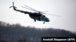 Український гелікоптер поблизу Бахмута, січень 2023 року