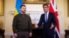 Presidenti i Ukrainës, Volodymyr Zelensky (majtas) dhe kryeministri i Britanisë së Madhe, Rishi Sunak. Londër, 8 shkurt 2023