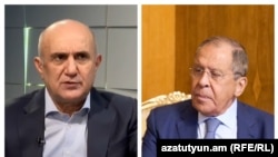 Бывший секретарь Совета безопасности Нагорного Карабаха Самвел Бабаян (слева) и министр иностранных дел России Сергей Лавров