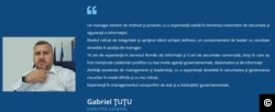 Autocaracterizare a directorului Gabriel Țuțu pe pagina de internet a companiei de stat