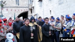 An Armenian religious procession in the Old City of Jerusalem, June 24, 2021.