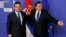 Serbian Prime Minister Ivica Dacic (left) was welcomed by European Commission President Jose Manuel Barroso ahead of a meeting at EC headquarters in Brussels on January 21.