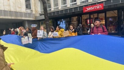 Podrška Ukrajini iz centra Beograda