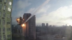 Residential Tower In Kyiv Hit By Missile Strike