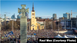 Митинг в поддержку Украины, Таллинн, 26 февраля 2022 года
