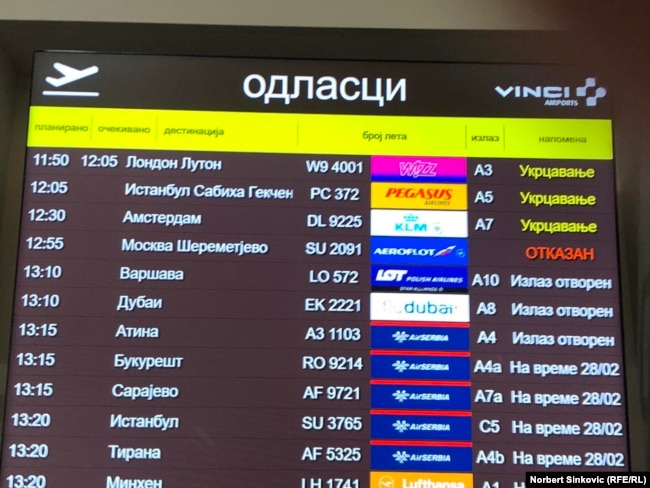 Fluturimet nga Begradi në Moskë u anuluan më 28 shkurt.